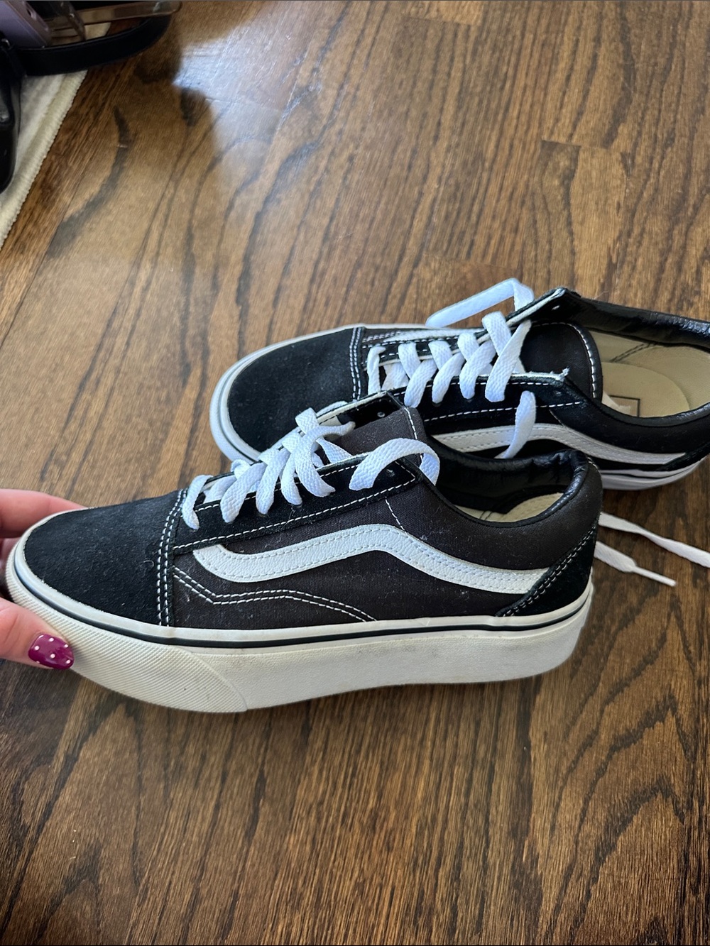 Vans Black and White Platform Old Skool Sneakers